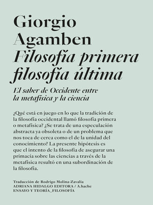 cover image of Filosofía primera filosofía última